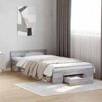 Bedframe met lade bewerkt hout grijs sonoma eiken 90x200 cm - thumbnail