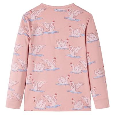 Kinderpyjama met lange mouwen zwanenprint 128 lichtroze