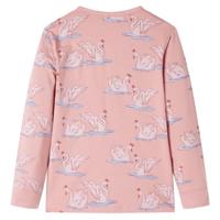 Kinderpyjama met lange mouwen zwanenprint 116 lichtroze - thumbnail