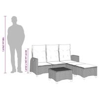 3-delige Tuinbankstel met kussens L-vormig beige poly rattan - thumbnail