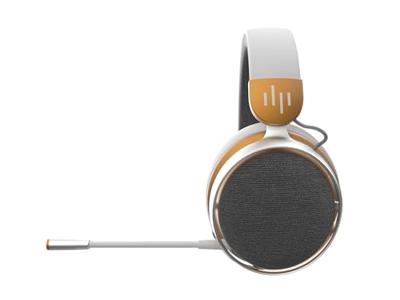 Dark Project ONE SONO Draadloze gaming-headset (wit/goud), over-ear hoofdtelefoon, 3,5 mm, 25 uur batterij, afneembare omnidirectionele microfoon, metalen behuizing, compatibel met pc, PlayStation,