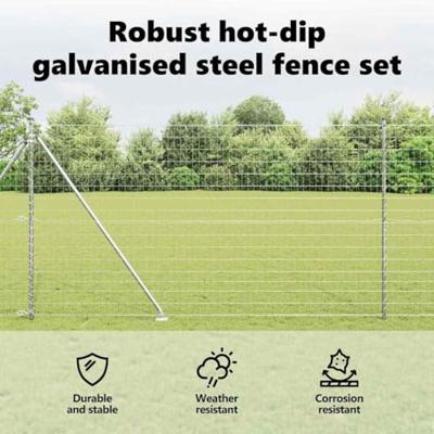 VidaXL Hek met paal zilver 1,5 x 10 m staal