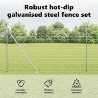 VidaXL Hek met paal zilver 1,5 x 10 m staal - thumbnail