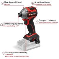 Einhell Professional TP-CI 18/250-C Li BL - Solo 4510095 Accu-slagmoersleutel 250 Nm Aantal meegeleverde accus: 0 Li-ion Brushless, Zonder accu, Zonder lader - thumbnail