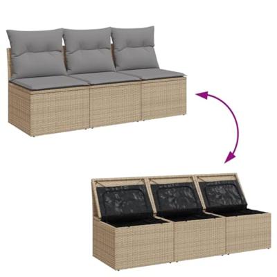 Tuinbank 3-zits met kussens poly rattan beige Tuinbank 3-zits met kussens poly rattan beige