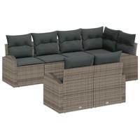 Tuinbankenset met kussen met opslag 7 pcs Grijs poly rattan - thumbnail