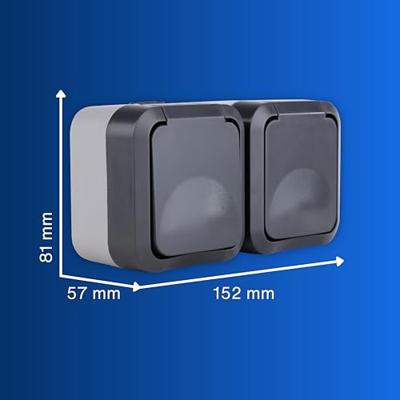 REV 0004090400 Wandcontactdoos dubbel Compleet AquaStorm Lichtgrijs, Zwart 1 stuk(s)