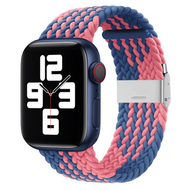 Braided nylon bandje - Roze / Blauw - Geschikt voor Apple Watch 44mm / 45mm / 46mm / 49mm Braided nylon bandje - Roze / Blauw - Geschikt voor Apple Watch 44mm / 45mm / 46mm / 49mm