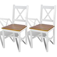 Eetkamerstoelen 2 st grenenhout wit - thumbnail