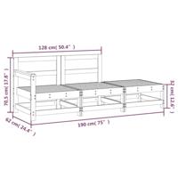3-delige Loungeset massief grenenhout wit - thumbnail