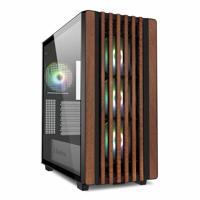 Sharkoon rebel c70g rgb midi tower behuizing (zwart/houtkleur | 2x usb-a | 1x usb-c | rgb | tempered glass) - thumbnail