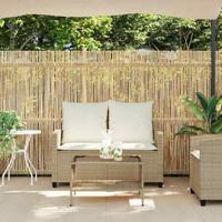 Tuinbank 2-zits met kussens & tafel poly rattan beige - thumbnail