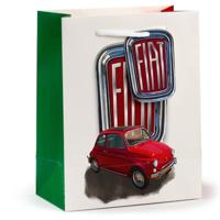Fiat 500 Retro Rood & Wit - Cadeautasje Medium - thumbnail