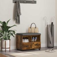 Halbank met kussen met lade Gerookt eiken 60 x 38 x 46 cm - thumbnail