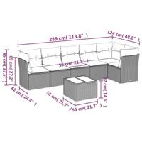 7-delige Loungeset met kussens poly rattan zwart - thumbnail