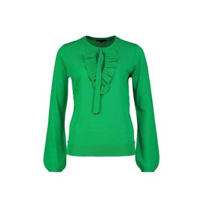 Claudia Sträter fijngebreide trui met ruches groen