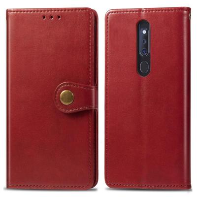 Retro Solid Color Leather Buckle Mobile Phone Protection Leather Case with Lanyard & Photo Frame & Card Slot & Wallet & Bracket Function for OPPO F11