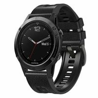 By Qubix - leer + siliconen bandje - Zwart - Compatible met Garmin Instinct 3 / Instinct E - 45mm - Compatible Garmin bandje - Bandbreedte: 22mm - thumbnail