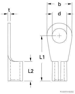HERTH+BUSS Solder connector 10-16mm l1=27mm drill diam. 8,4mm