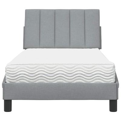 Bed met matras stof lichtgrijs 90x190 cm - thumbnail
