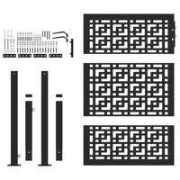 Poort met kruisontwerp 100x125 cm staal zwart - thumbnail