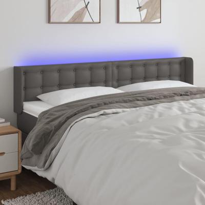 Hoofdbord LED 163x16x78/88 cm kunstleer grijs