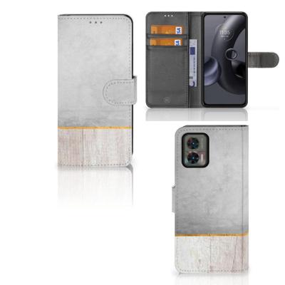 Motorola Edge 30 Neo | Book Style Case | Wood Concrete