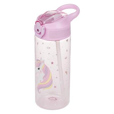 Baagl Regenboog Unicorn Drinkfles 500ml met Rietje - thumbnail