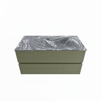 MONDIAZ VICA-DLUX 100cm badmeubel onderkast Army 2 lades. Inbouw wastafel CLOUD rechts zonder kraangat, kleur Lava. - thumbnail