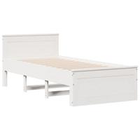 Bedframe met hoofdbord zonder matras grenenhout wit 75x190 cm - thumbnail