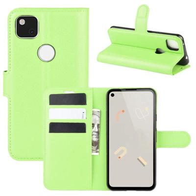 Voor Google Pixel 4a Litchi Texture Horizontal Flip Protective Case met Holder & Card Slots & Wallet(Green)