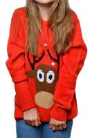 Kersttrui rood rendier kids - thumbnail