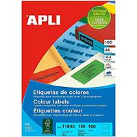 Apli Gekleurde etiketten ft 210 x 297 mm (b x h), rood, 100 stuks, 1 per blad - thumbnail