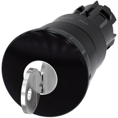 Siemens 3SU10001HG100AA0 3SU1000-1HG10-0AA0 Paddenstoelknop Knop Zwart Sleutel-ontgrendeling 1 stuk(s)