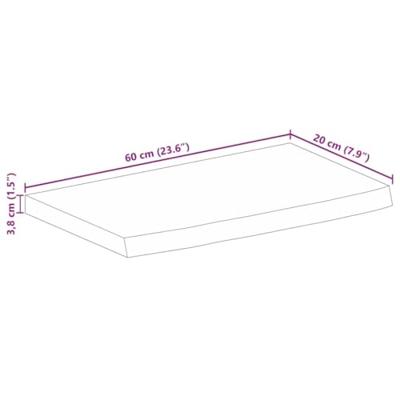 Tafelblad met natuurlijke rand 60x20x3,8 cm massief mangohout Tafelblad met natuurlijke rand 60x20x3,8 cm massief mangohout