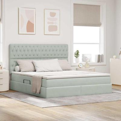 Opslag bed met matras Lichtgrijs 180 x 200 cm Fluweel