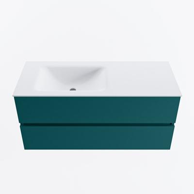 MONDIAZ VICA 110cm badmeubel onderkast Smag 2 lades. Wastafel CLOUD links zonder kraangat, kleur Talc.