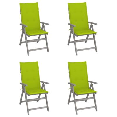 Tuinstoelen 4 st verstelbaar met kussens massief acaciahout