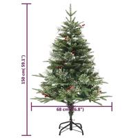 VidaXL Kerstboom met led en dennenappels 150 cm pvc en pe groen - thumbnail