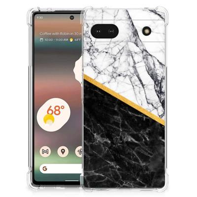 Google Pixel 6A Anti-Shock Hoesje Marmer Wit Zwart - Origineel Cadeau Man Google Pixel 6A Anti-Shock Hoesje Marmer Wit Zwart - Origineel Cadeau Man