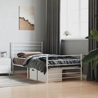 Bedframe met hoofd- en voeteneinde metaal wit 107x203 cm - thumbnail