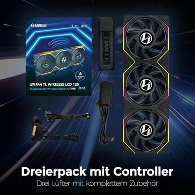Lian Li Lian Li UNI FAN TL Wireless LCD Lüfter, ARGB, PWM, 3er-Pack inkl. Controller PC-ventilator Zwart (b x h x d) 120 x 28 x 124 mm Lian Li Lian Li UNI FAN TL Wireless LCD Lüfter, ARGB, PWM, 3er-Pack inkl. Controller PC-ventilator Zwart (b x h x d) 120 x 28 x 124 mm