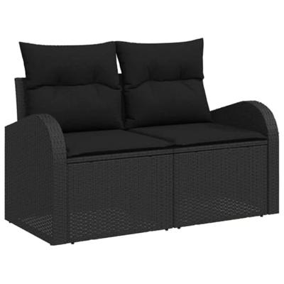 Tuinbankenset met opslag 8 pcs Zwart poly rattan