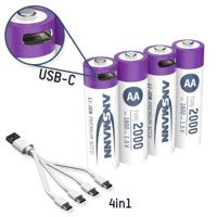 Ansmann Oplaadbare aa batterijen - li-ion - incl. usb-c oplaadkabel - 4 stuks - thumbnail