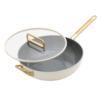 GreenPan™ Stanley Tucci™ Ceramic Nonstick 33cm Stanley Pan with Lid, Carrara White