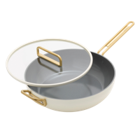 GreenPan™ Stanley Tucci™ Ceramic Nonstick 33cm Stanley Pan with Lid, Carrara White - thumbnail