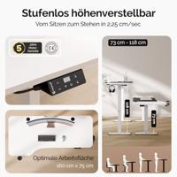 Zit Sta Bureau In hoogte verstelbaar - Wit 160x75x73-118cm - thumbnail