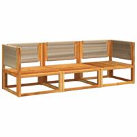 3-delige Loungeset met kussens massief acaciahout - thumbnail