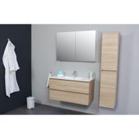 Badkamermeubel BWS Pepper Wastafel Porselein Incl Spiegelkast 2 Deurs Met 1 Kraangat 100x55x46 cm Eiken Boss & Wessing - thumbnail