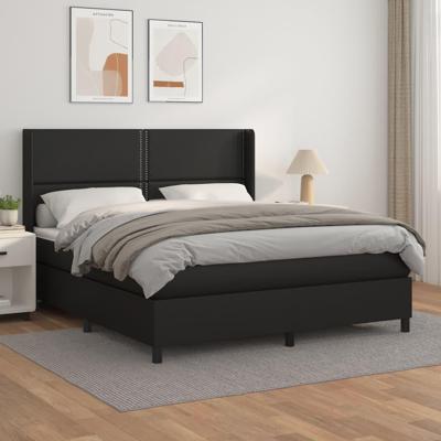 Boxspring met matras kunstleer zwart 160x200 cm